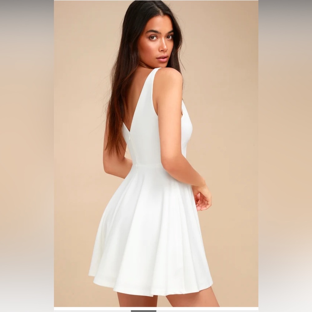 Lulu’s Darling Delight White Skater Dress- Women’s S - Picture 4 of 16